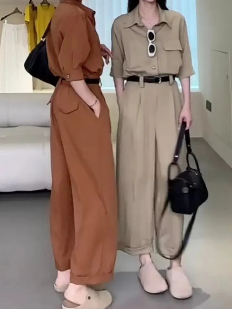 

Faionable Casual One-Piece Pants Women's High Waist Wide Leg Pants Summer New Sle Elely Slimming High Risen Pants