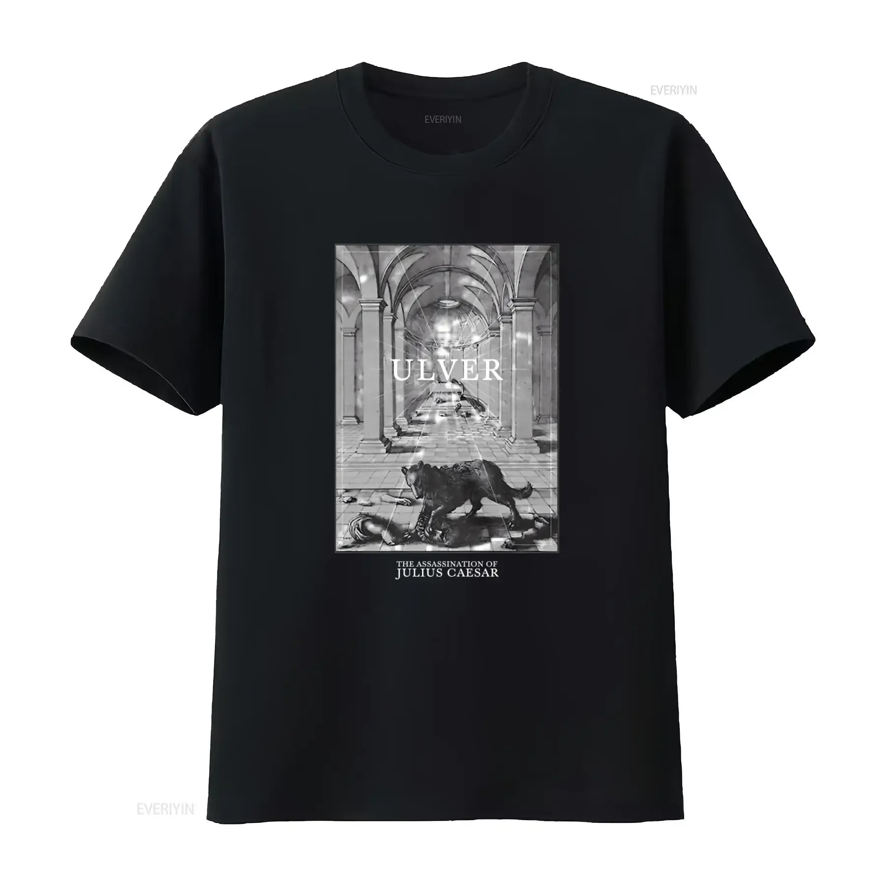 ULVER THE ASSASSINATION OF JULIUS CAESAR Black T Shirt Large vintage Washed designer clothes Slightly Breathable Versatile
