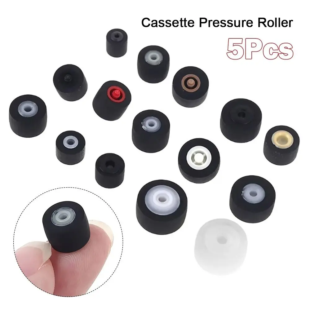5Pcs Plastic Cassette Pressure Roller Multi Specification Rubber Tape Recorder Pinroller With Axis Design Audio Deck Roller Part