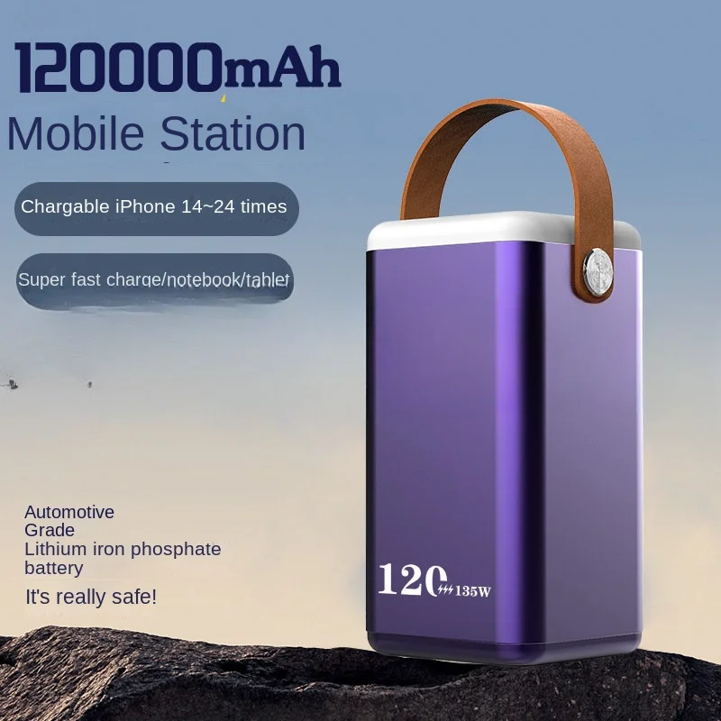 120000MAH Large Capacity Portable Power 135W High Power Energy Storage Power Supply for Laptop Outdoor Energy Storage Power Bank