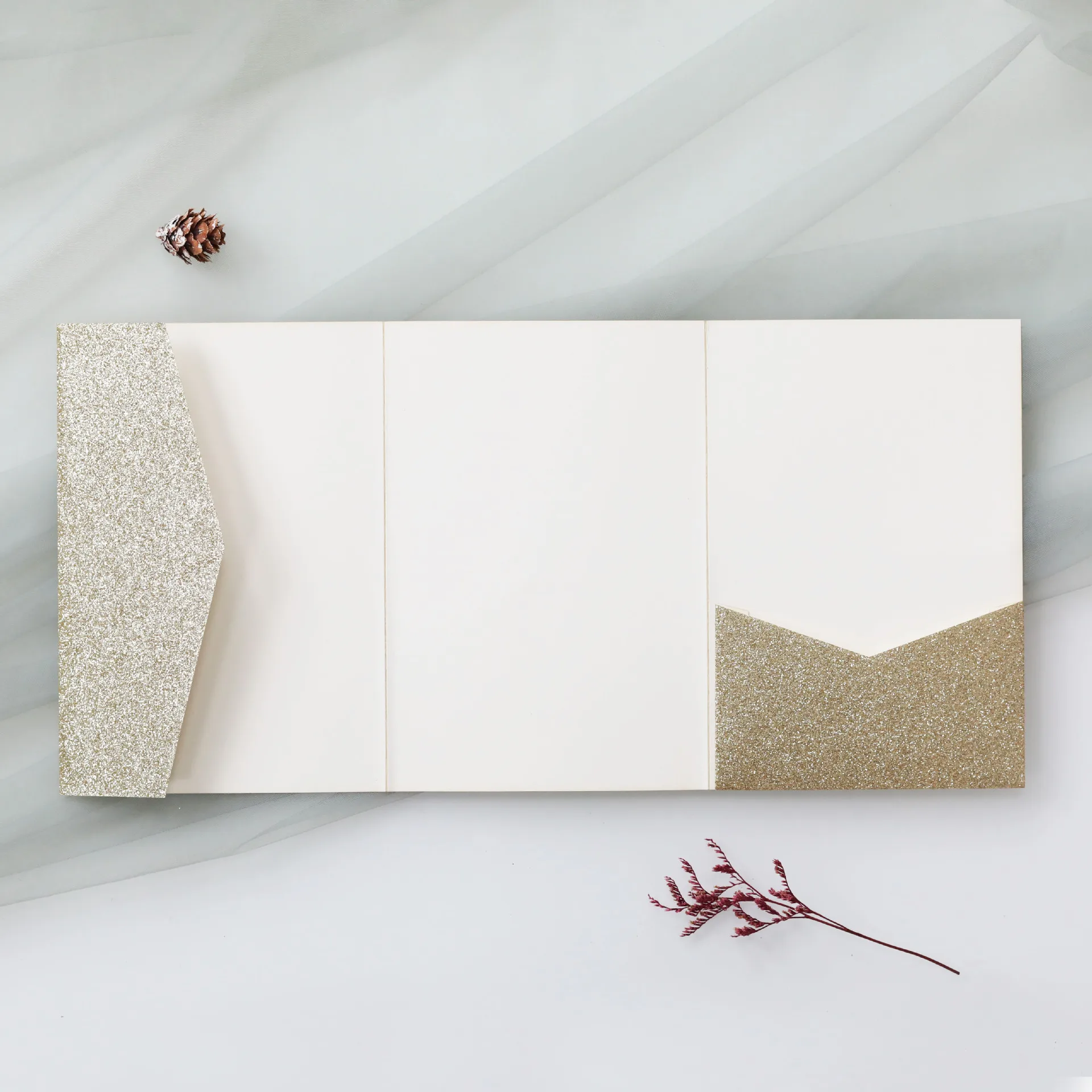 50pcs/lot Greeting Card Envelope Card Holders 250g Paper Four Fold Folding 18x12.5cm Golden Envelopes for Wedding Invitations