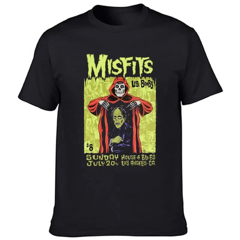 The Misfits I Want Your Skulls T Shirt Punk Rock Band Tee Harajuku Male Vintage Graphic Tops Hip-hop Streetwear Men Clothing