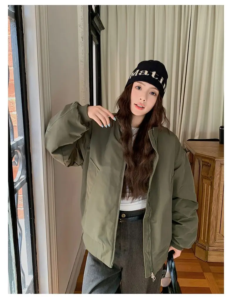 Kurtki bomberki puchowe damskie zimowe ocieplane polarem sherpa wyściełane grube wygodne stylowe drużynowe na siłownię do przygody wytrzymałe