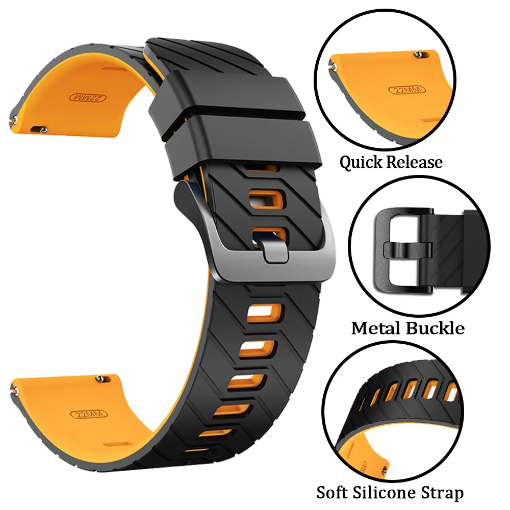 22mm Silicone Strap For HUAWEI WATCH 5 46mm 4 Pro/GT6 Pro GT 6 5 4 3 SE Bands For AMAZFIT BALANCE 2 Replace Bracelet Accessories