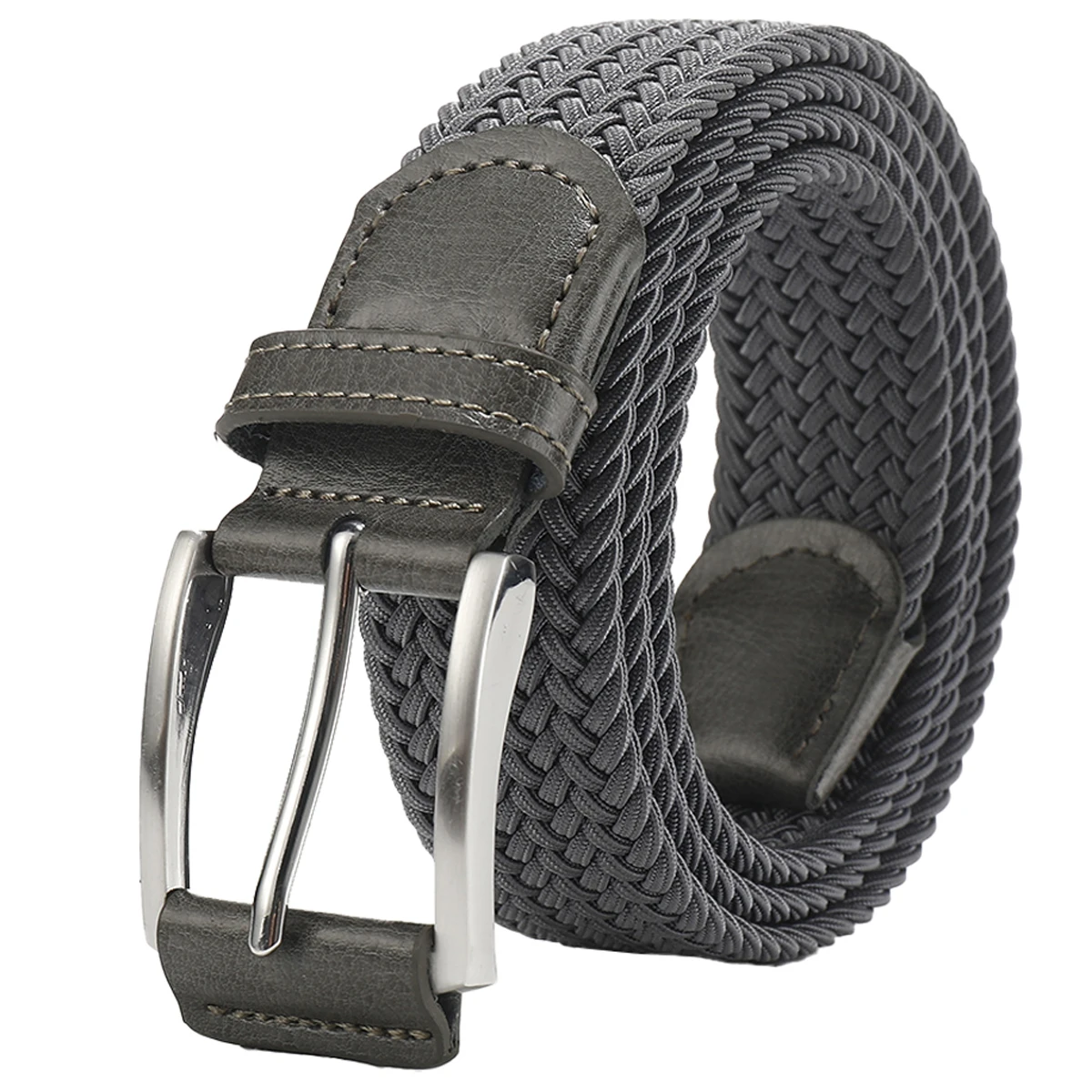 حزام خصر منسوج مرن من جلد البقر مع إبزيم إبرة للرجال والنساء حزام كاجوال بدون ثقب للسراويل الرجالية والنسائية