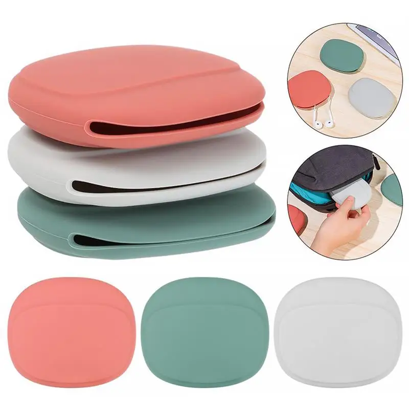 

Headphone Storage Box Silicone Earphone Data Cable U Disk Organizer Cute Coins Purse Case Bag Home Travel Business Trip