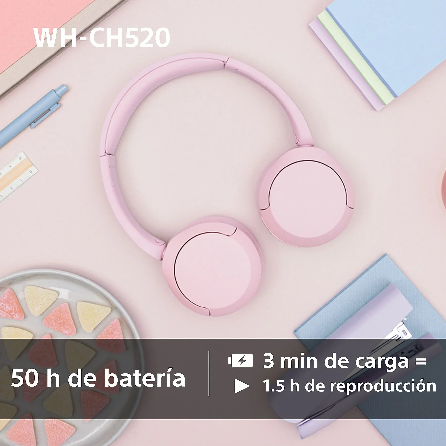 ​Sony WH-CH520 Auriculares On-Ear Inalámbricos Bluetooth 5.2 con Micrófono Integrado, Batería de hasta 50 Horas, Carga Rápida, DSEE, Multipoint y Compatibilidad con Asistentes de Voz​ 6