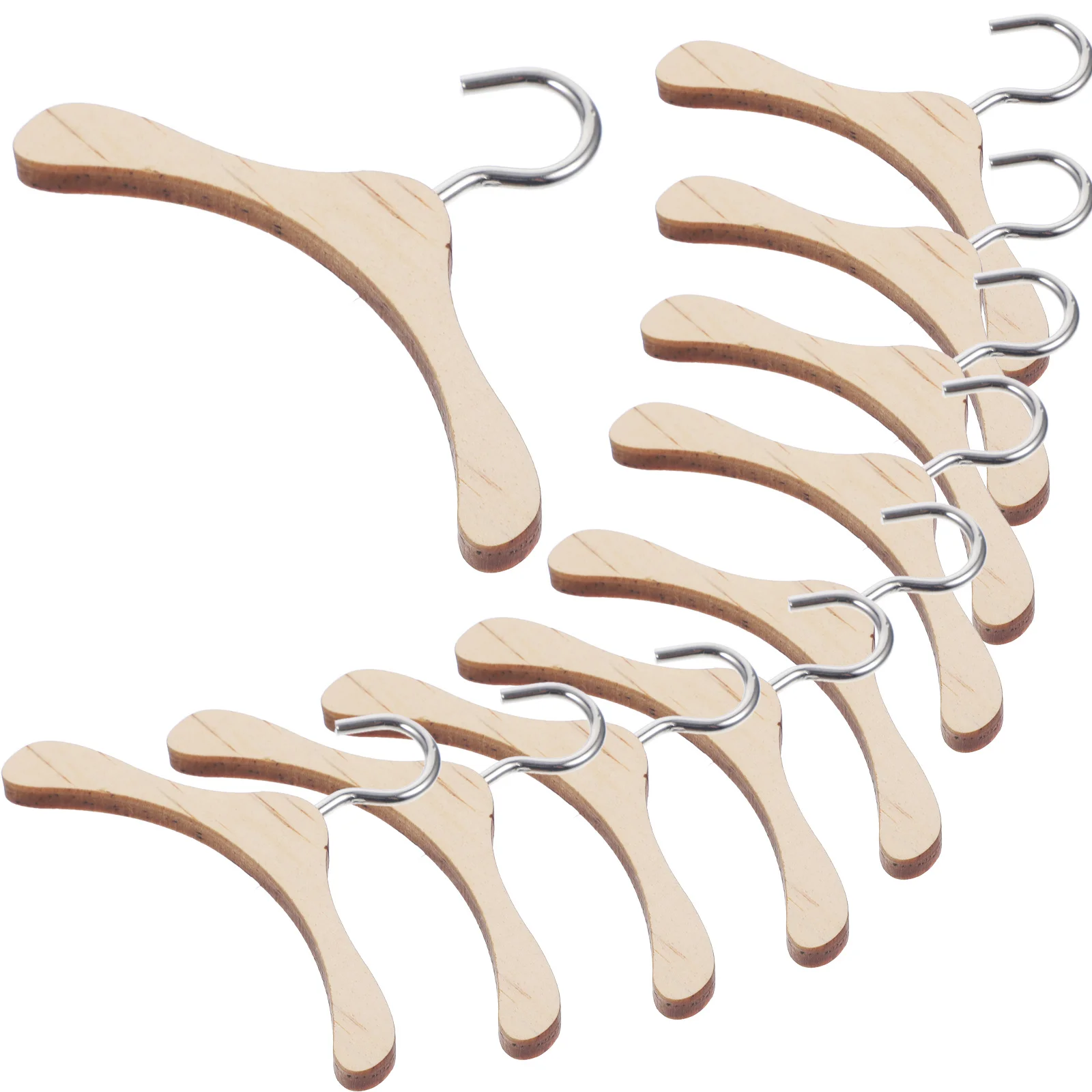 10 قطعة شماعة خشبية صغيرة 7.5 سنتيمتر تصميم بسيط أنيق لغرفة مصغرة مرتبة رف شاشة أساسي Bjd الملابس المنظم #5