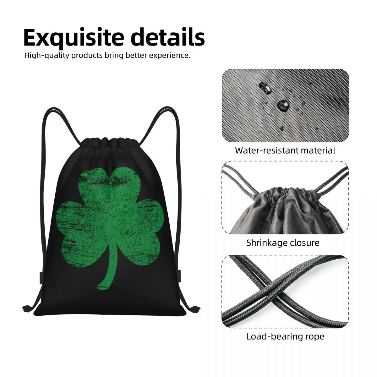 Mochila con cordón para hombre y mujer, bolsa de gimnasio deportiva con diseño irlandés de la suerte, Shamrock, Saint Patricks Day Shopping Sackpack