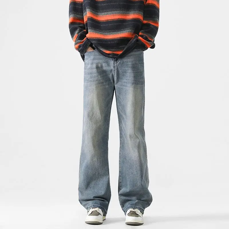

Men's Street Minimalist Casual Wide Leg Plus Size Trendy Pants For Spring And Autumn Jeans Men's Straight Leg Loose Casual Pants