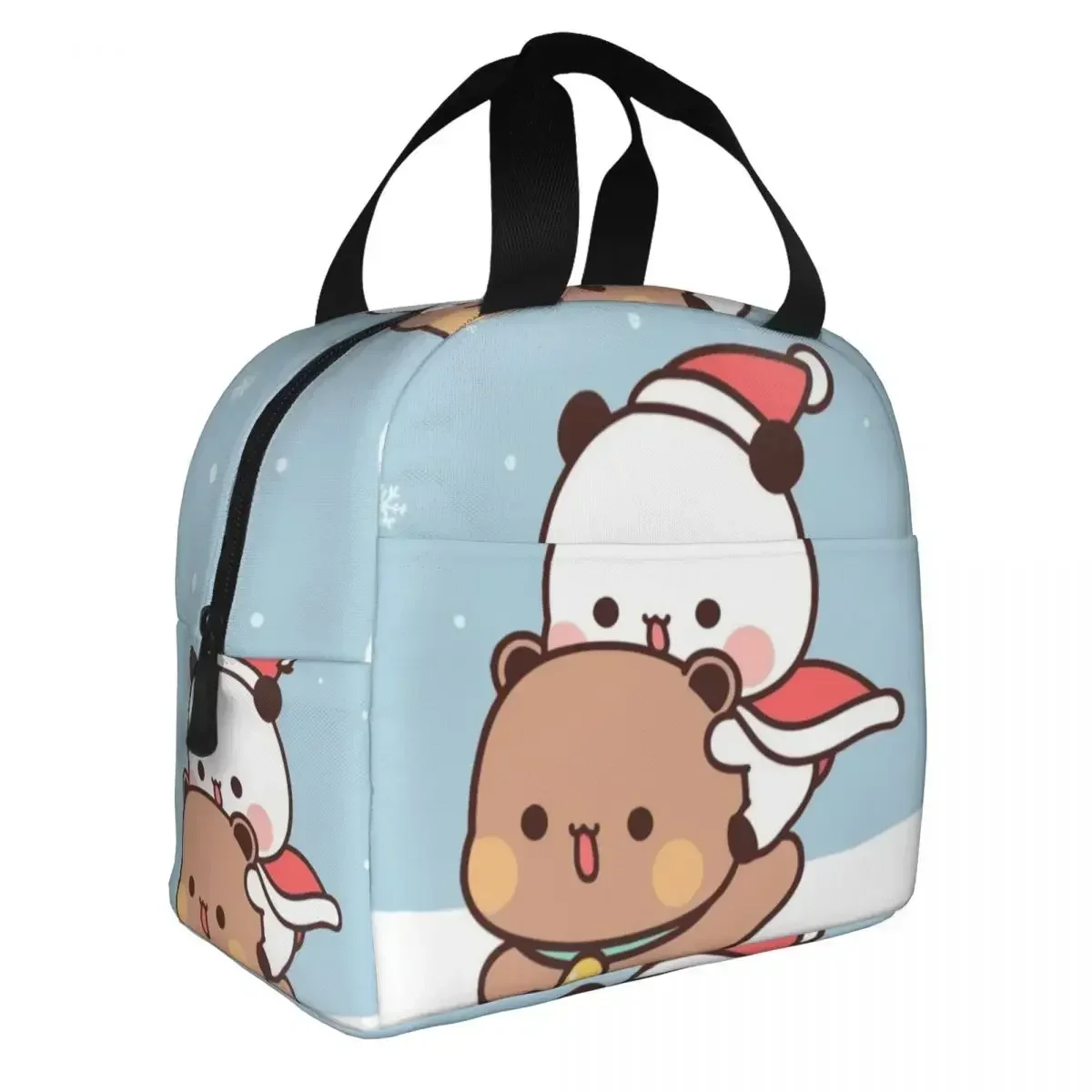 Panda Bear Christmas Insulated Lunch Bag Leakproof Mochi Peach Cat Meal Container Thermal Bag Tote Lunch Box Work Picnic Men