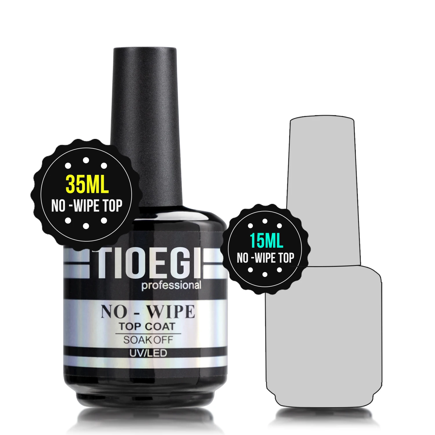 TIOEGI Big Bottle 35ML No Wipe Top Coat Gel Semi-permanent High Gloss Mirror Shine Top Gel Nail Polish Diamond Hard uv Top Gels