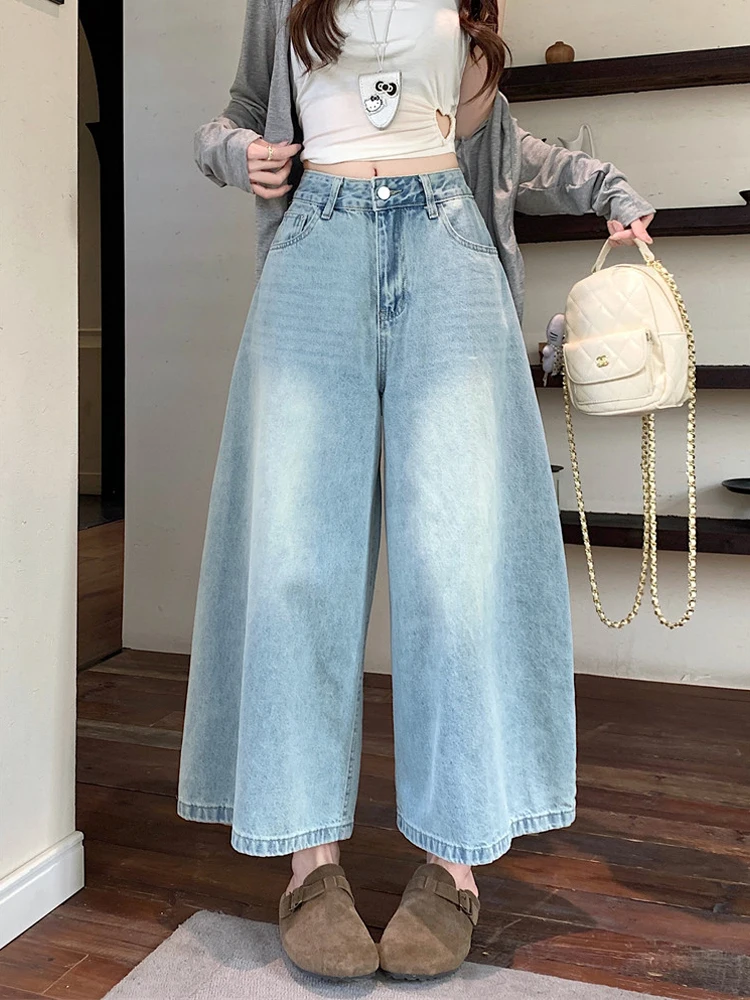

American Waed High Waist Loose Straight Leg Jeans Women's Faion Spring New Sle Casual Comfortable Blue Denim Pants