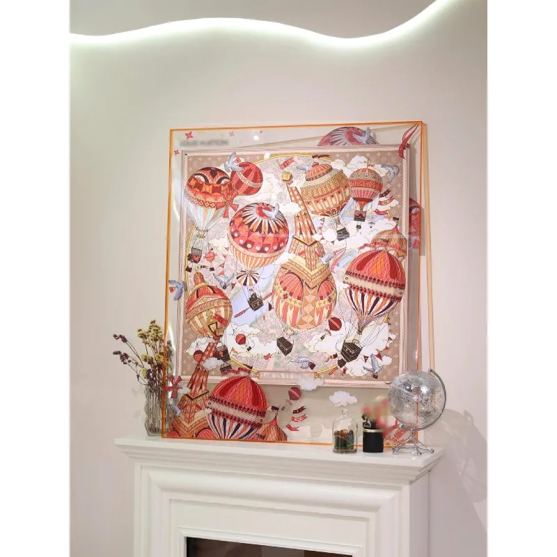 Italian light luxury high-end silk scarf hanging painting French entrance entrance decorative painting hot air balloon modern