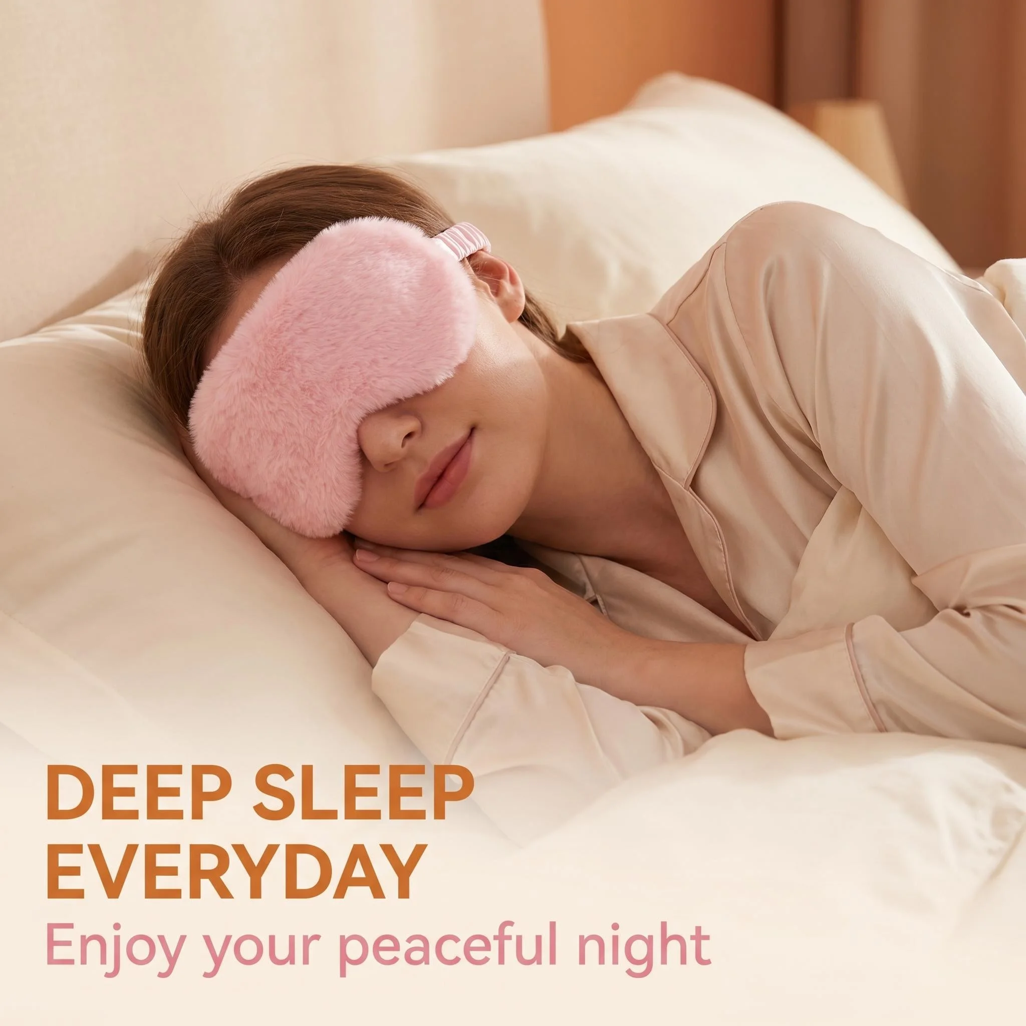 

Ultra-Soft Sleep Mask Single Pack - Plush Fluffy Design with Silk Backing, Ideal for Night Use, Travel & Gift Giving, 3 Color Options