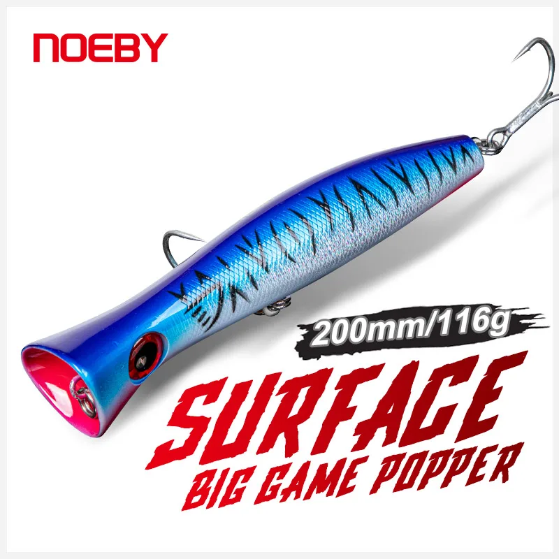 Noeby-Big Game Popper Angel köder, künstlicher Hart köder, Top water Popper Wobbler, Salzwasser GT Thunfisch Seefisch köder 200mm 116g