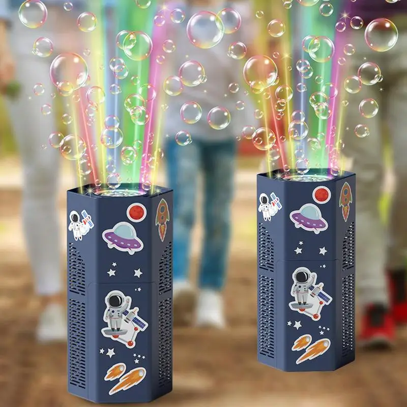 Machine à bulles de feu d'artifice, souffleur de bulles d'astronaute à 12 trous pour tout-petits enfants, Machine automatique avec lumière et son