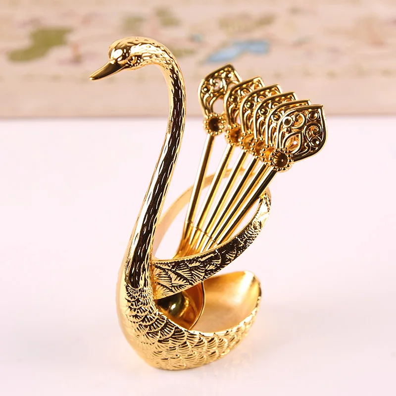 

Creative Swan Fruit Fork Metal Zinc Alloy Food Picks Exquisite Reusable Snack Cake Lunch Pick Home Bar Table Decor Dessert Spoon