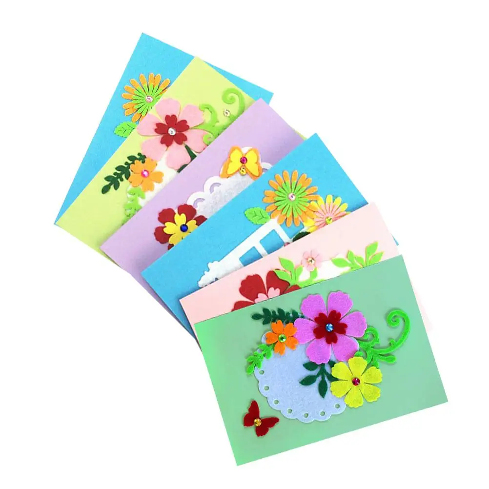 6 Pcs DIY Card Materials High-end Non-woven Fabric Kids Crafts Project Supplies Sturdy Greeting Cards Kit