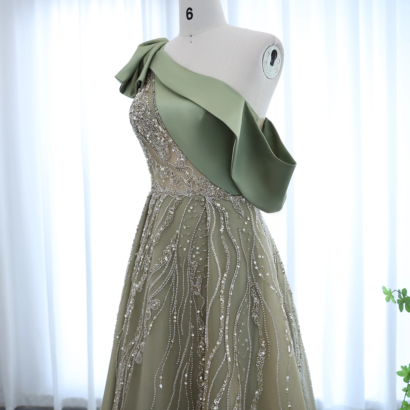 Sharon Said-Robe de Soirée Arabe Vert Olive Personnalisée, Cape à Manches, Fente Latérale, pour ixde Mariage, SS323