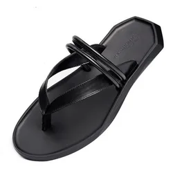 free shipping Summer new genuine leather  men's slipper  personality casual beach shoes sandals man flat slide