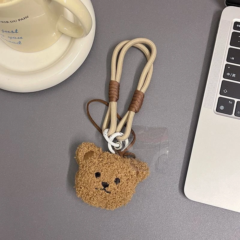 

Милый 3D плюшевый меховой медведь, подвеска, нейлоновый Плетеный анти-потерянный браслет для телефона, браслет на запястье, портативный брелок, аксессуары для сумок