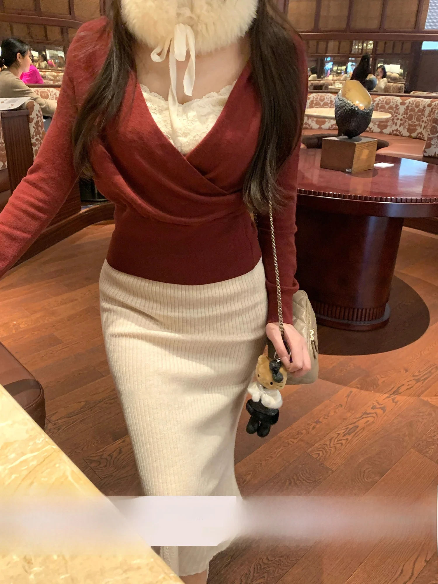

Ele Korean Sle Knitted Woolen Skirt with Fi Tail Design Slimming for Young Women Gentle Sle Daily Wear