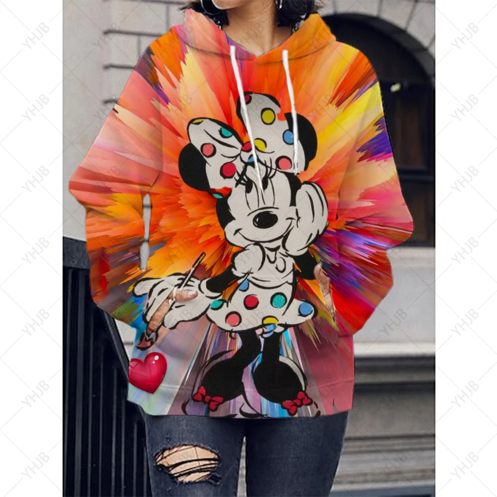 Disney Cartoon Print Hoodie Women Funny Hip Hop Mickey Minnie Mouse Print Autumn and Winter Fashion Harajuku Sweater Men Hoodie