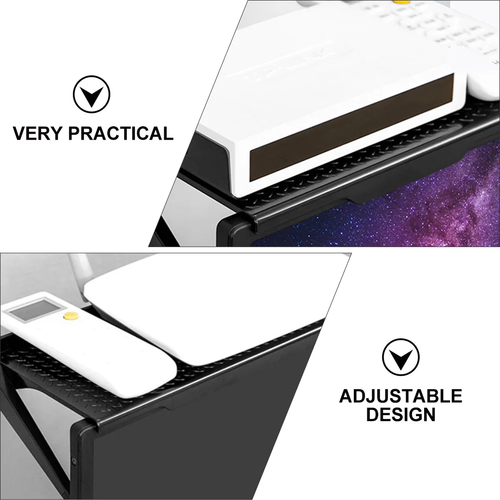 

Computer Screen Shelf Black Adjustable Monitor Stand For Desktop Organizer No Punch Installation Multifunction Storage Rack