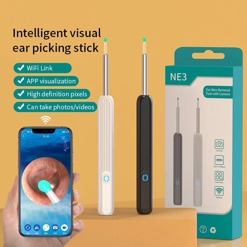 

NE3 Ear Cleaner High Precision Ear Wax Removal Tool with Camera LED Light Wireless Otoscope Smart Ear Cleaning Kit Best Gift