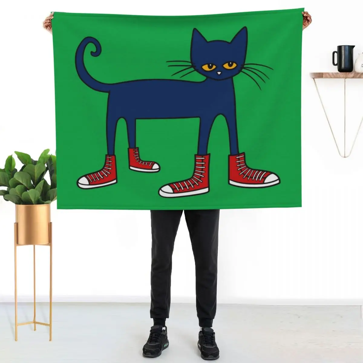 Pete the Cat: Rocking in My School Shoes Throw Blanket Color Fast Cozy Throw Blanket