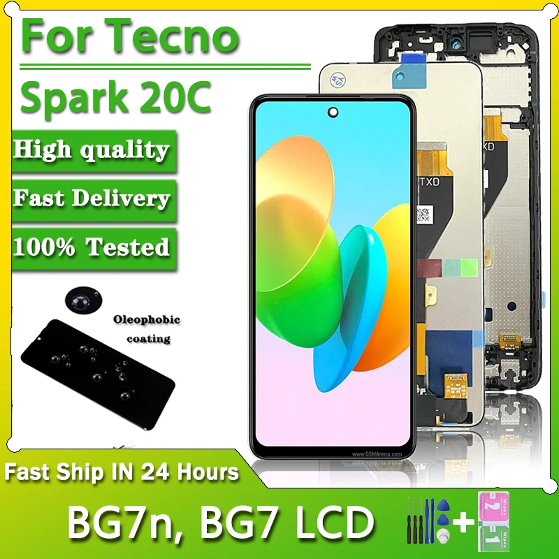 6.6"Original For Tecno Spark 20C BG7n LCD Display Touch Screen Digitizer Assembly For Tecno Spark 20 C BG7 Display Frame