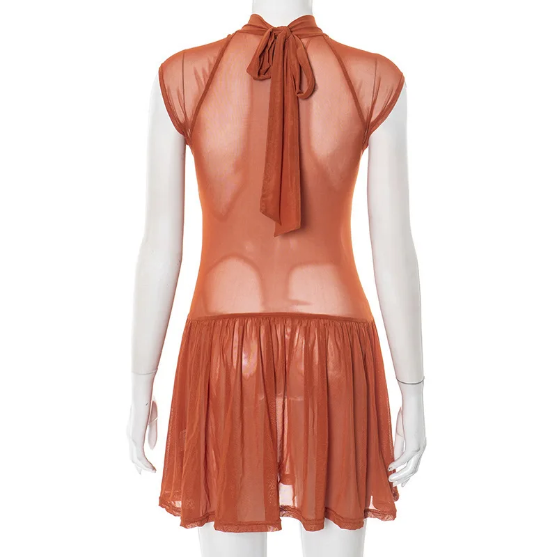 فستان نسائي قصير أنيق فاخر رسمي برقبة دائرية موضة بدون أكمام للسهرة وحفلات الشارع فساتين 2026 لربيع وصيف #3