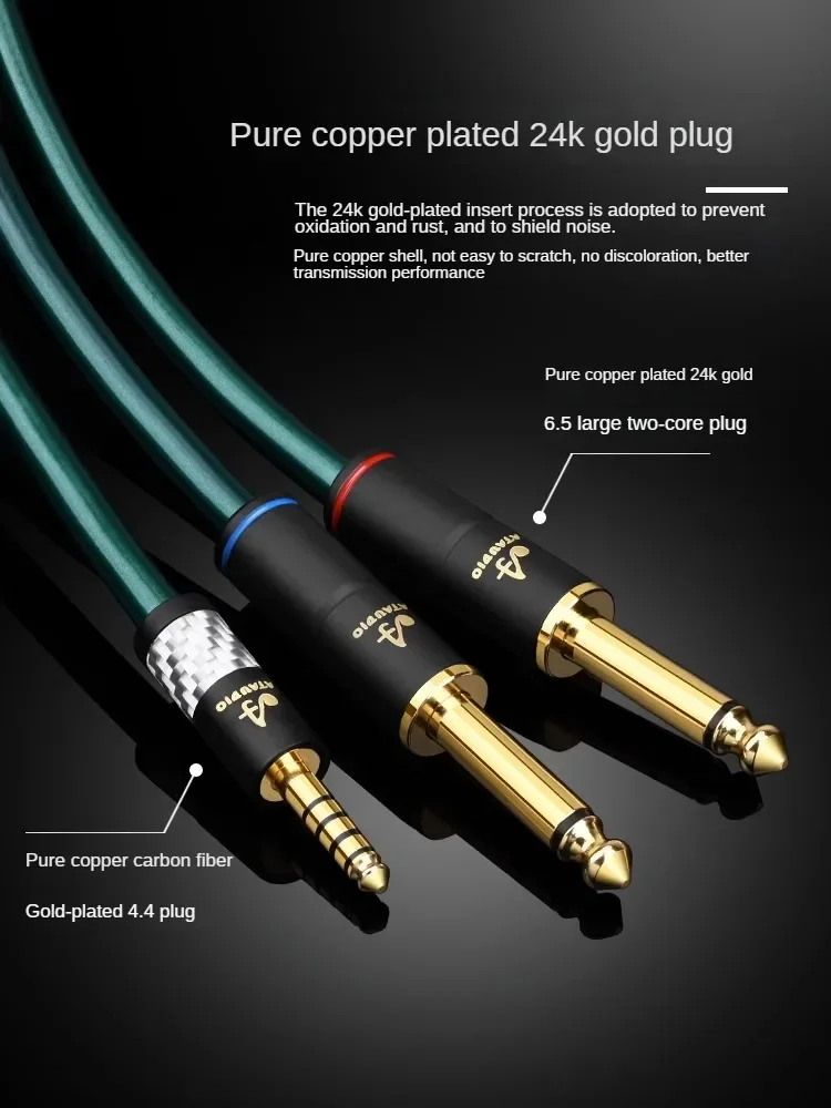 Fever Grade 4.4 Balance Turn Double 6.5 Audio Wire Single Crystal Copper Double shield 4.4mm Turn  6.35 one minute two wire