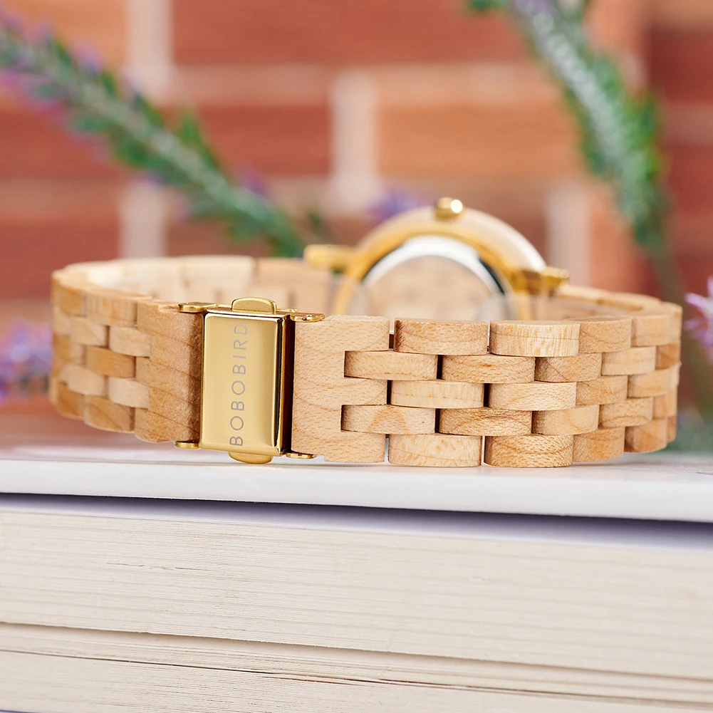 BOBO BIRD Damen-Armbanduhr aus Holz – umweltfreundliche, personalisierte Geschenk-Quarz-Armbanduhr mit Gravuroption Dropshipping