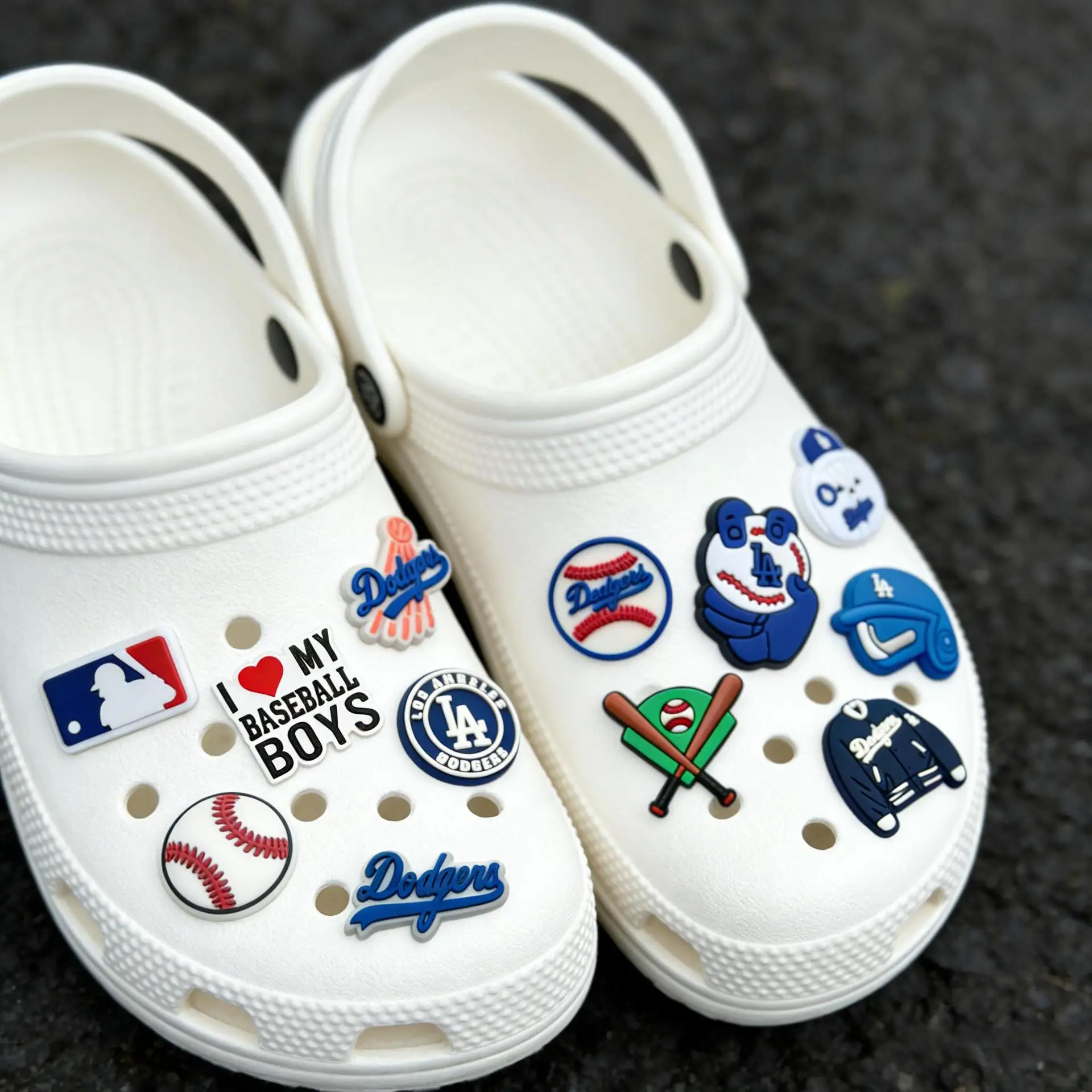 21pcs New Style Cartoon Baseball Series DIY Accessories PVC Praise Shoe Charmas Clow for Clogs Slides Gift Idea Easy to Install