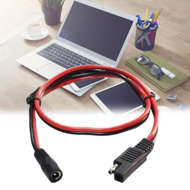 SAE to DC5.5x2.1mm Female Converter Adapters Cable, SAE to DC5521 Connection for Car Motorcycles Power Cord