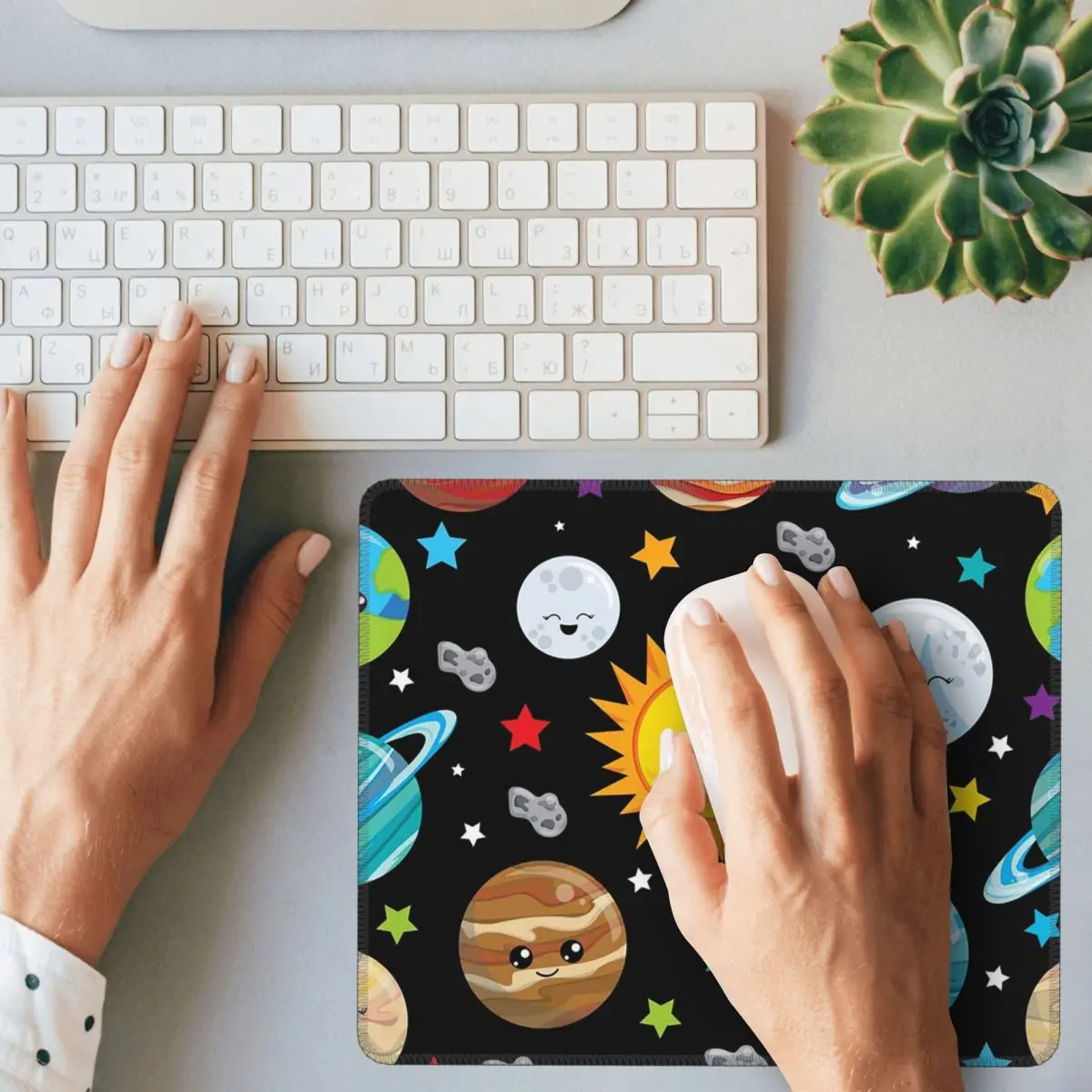 Kawaii Planets Cute Solar System Mouse Pad Computer Keyboard Mouse Mat Gaming PC Desk Mat Office Table Mats