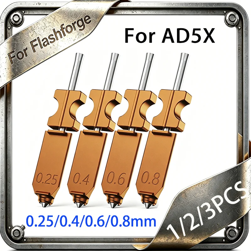 

﻿ Bimetallic Nozzle For Flashforge AD5X Upgraded Hardened Steel Nozzle 0.25/0.4/0.6/0.8mm Hotend Nozzles 3D Printer Parts