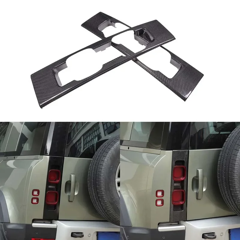 

For Land Rover Defender 90 110 130 2020+ car rear taillight panel frame decorative sticker accessories 2Pcs Real carbon fiber