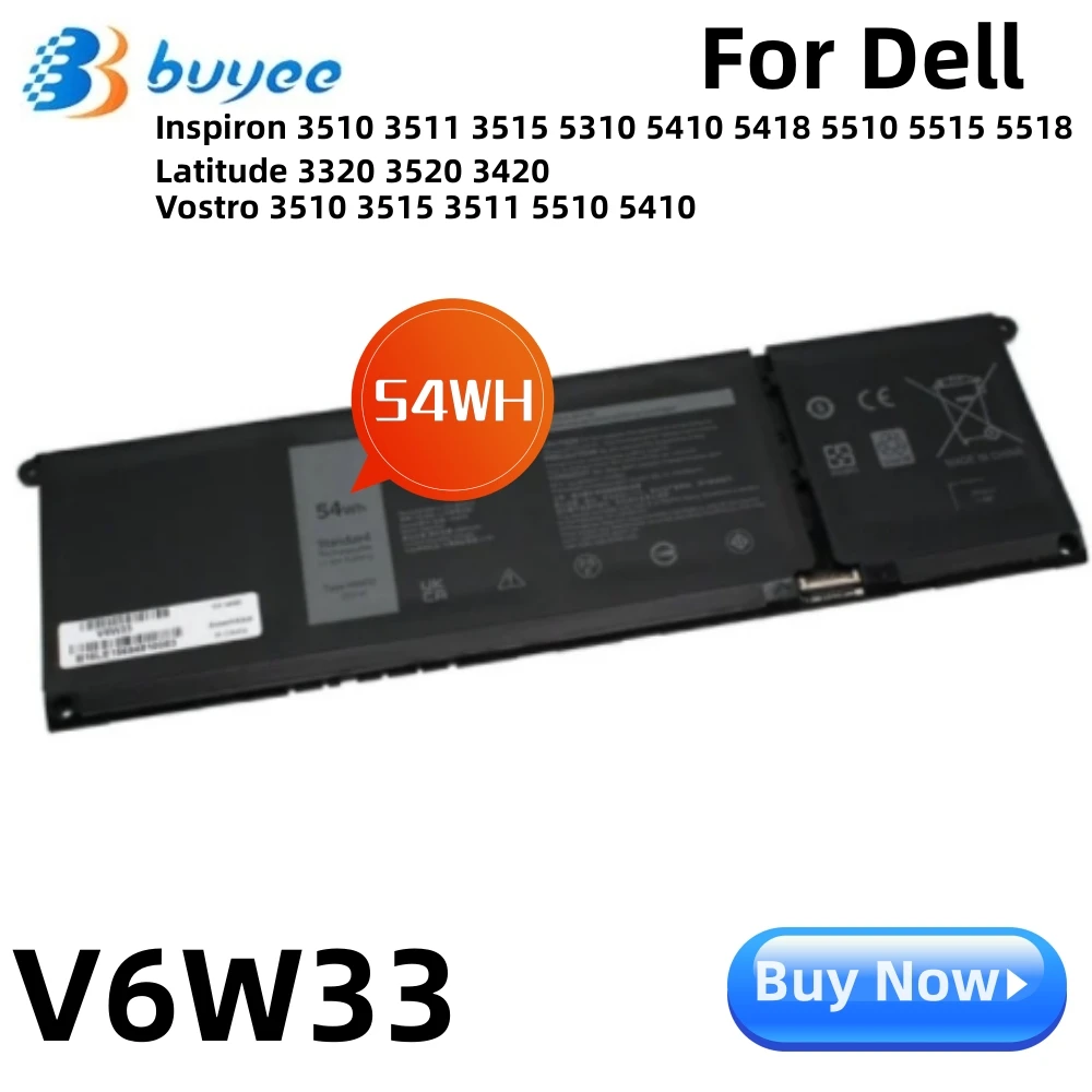 

V6W33 54Wh Laptop Battery For Dell Inspiron 3515 5310 5418 5515 Latitude 3320 3520 3420 Vostro 3510 3511 5510 Series TN70C G91J0