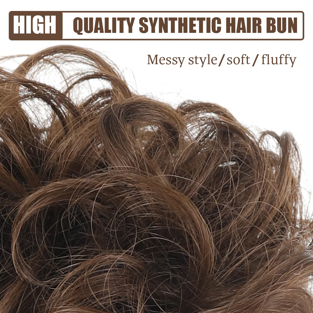 Messy Bun Hair Piece Curly Wavy Large Hair Bun Extensions Light Synthetic Tousled Updo Hairpieces for Women Girls