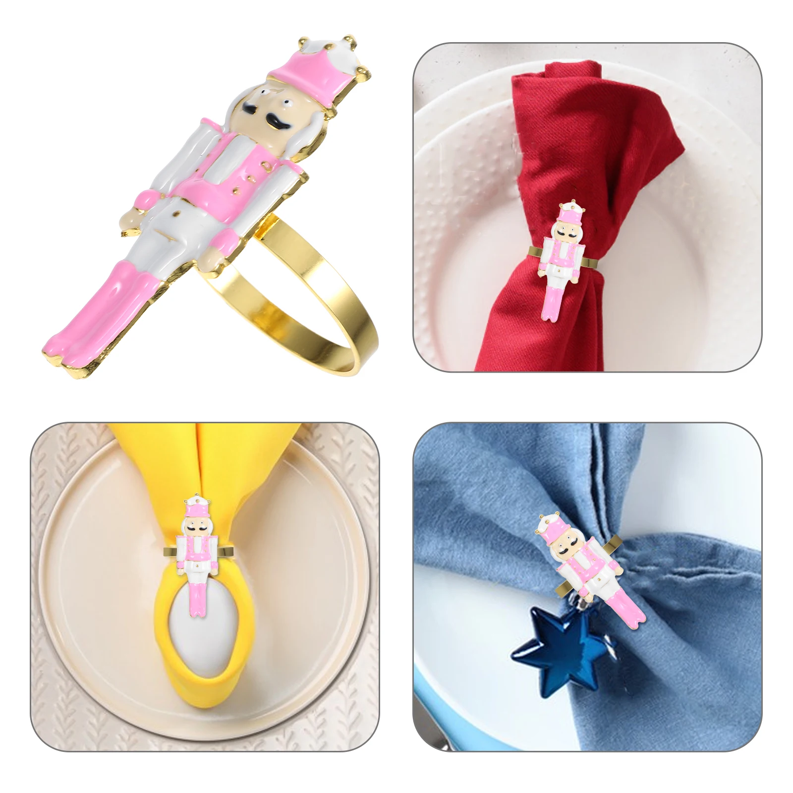 

Nutcracker Napkin Rings Metal Christmas Dining Table Party Wedding Banquet Napkin Decor Christmas Table Adornments