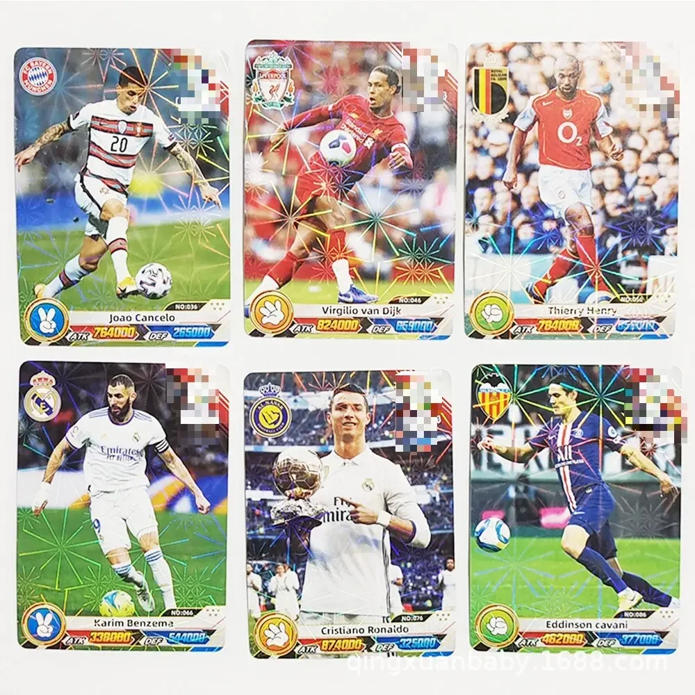 288pcs Football Card Stars World C Ronaldo, Mar Messi, Stars Flash Card Collection 3D Football Card Album