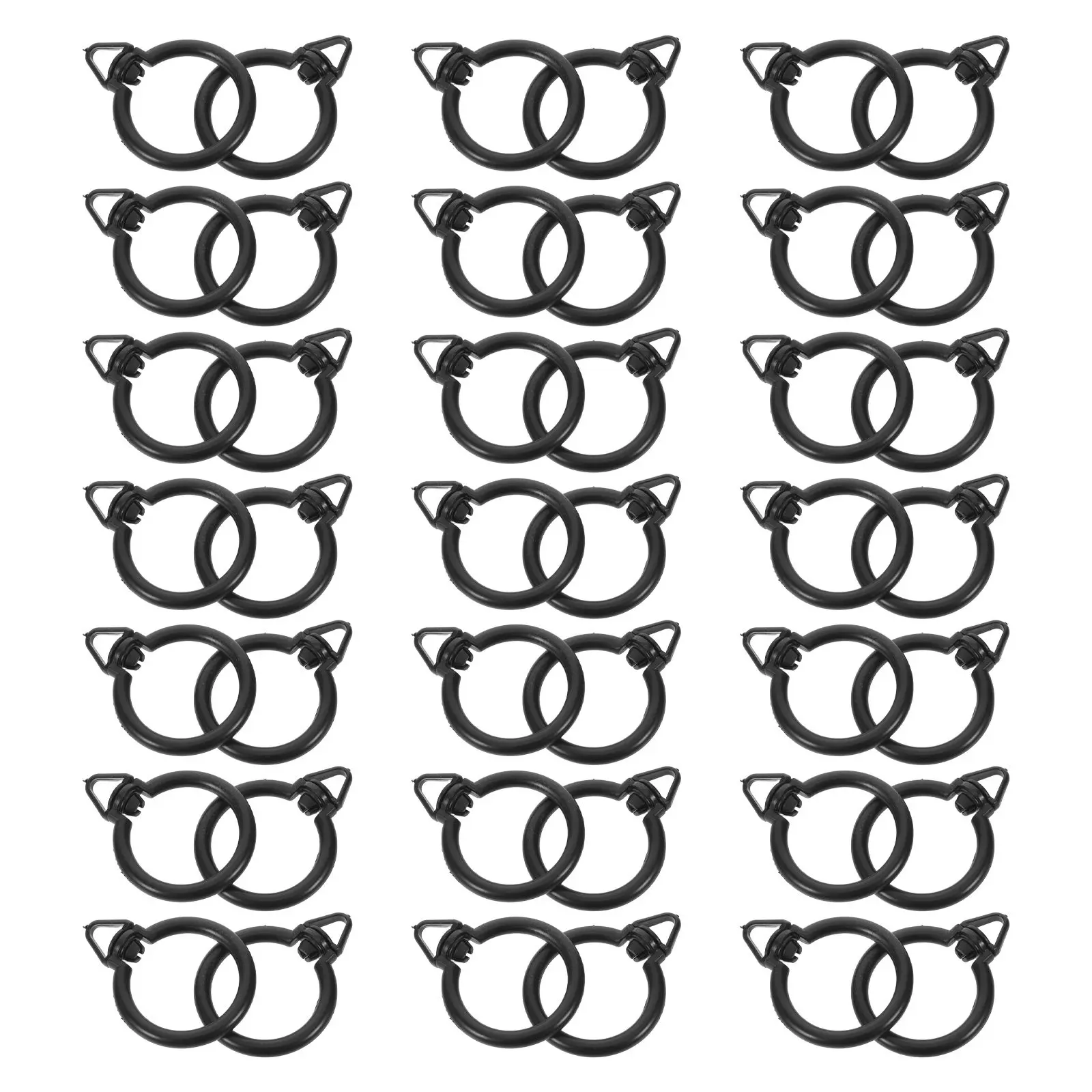 190Pcs Black Plastic Curtain Rings Drapery Matte Eyelet Hooks Slide Rings for Curtain Rod Fasteners Window Drapes