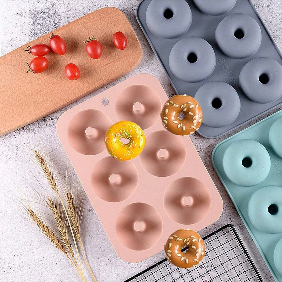

Silicone Donut Mold Baking Utensils Cake Chocolate Round Mold High Temperature Resistant Pudding Macaron Cake Mold Pastry Tools