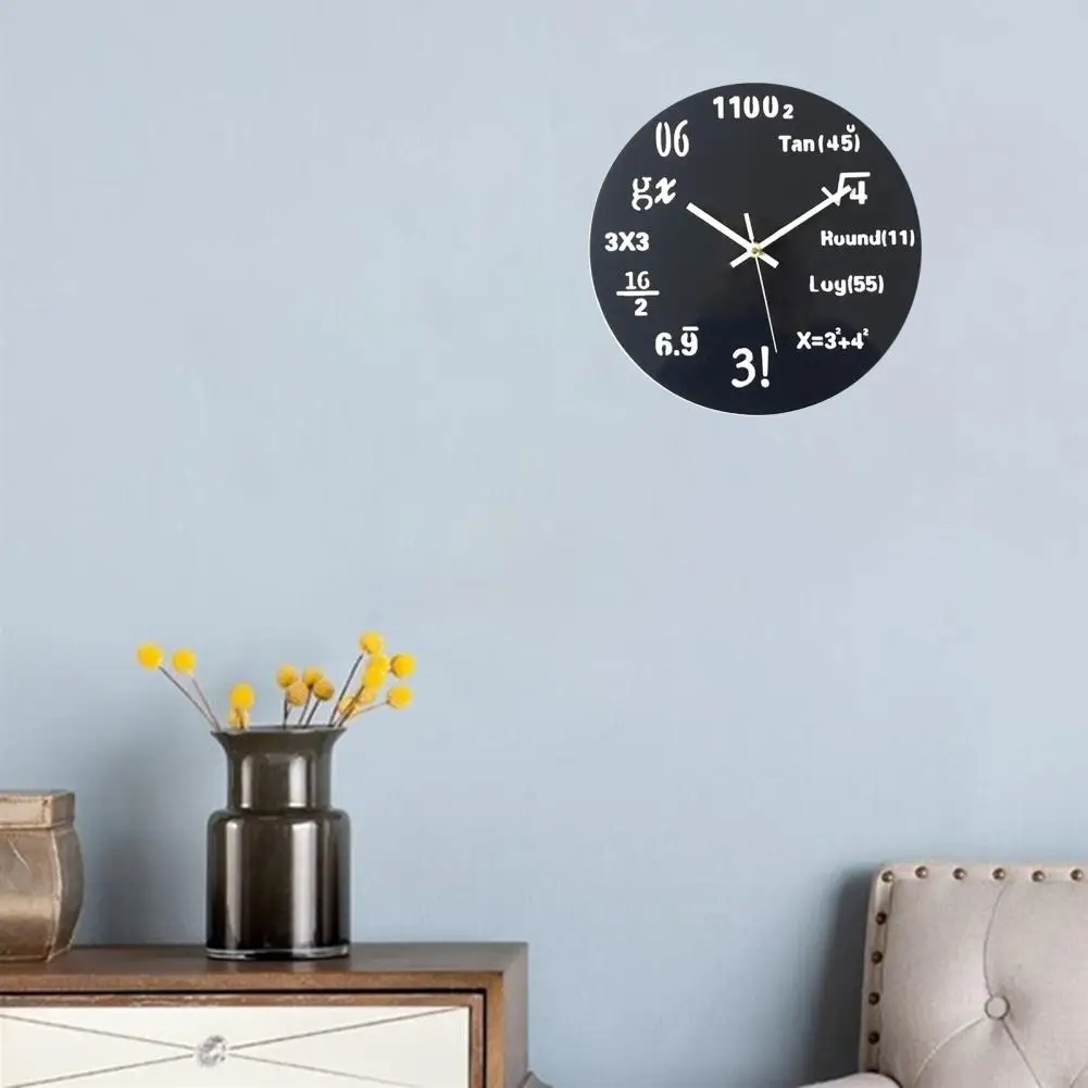 Fun Math Clock Math Teacher Gift Silent Non-ticking Math Wall Clocks Wooden Classroom Home Decor with Expressions Quartz