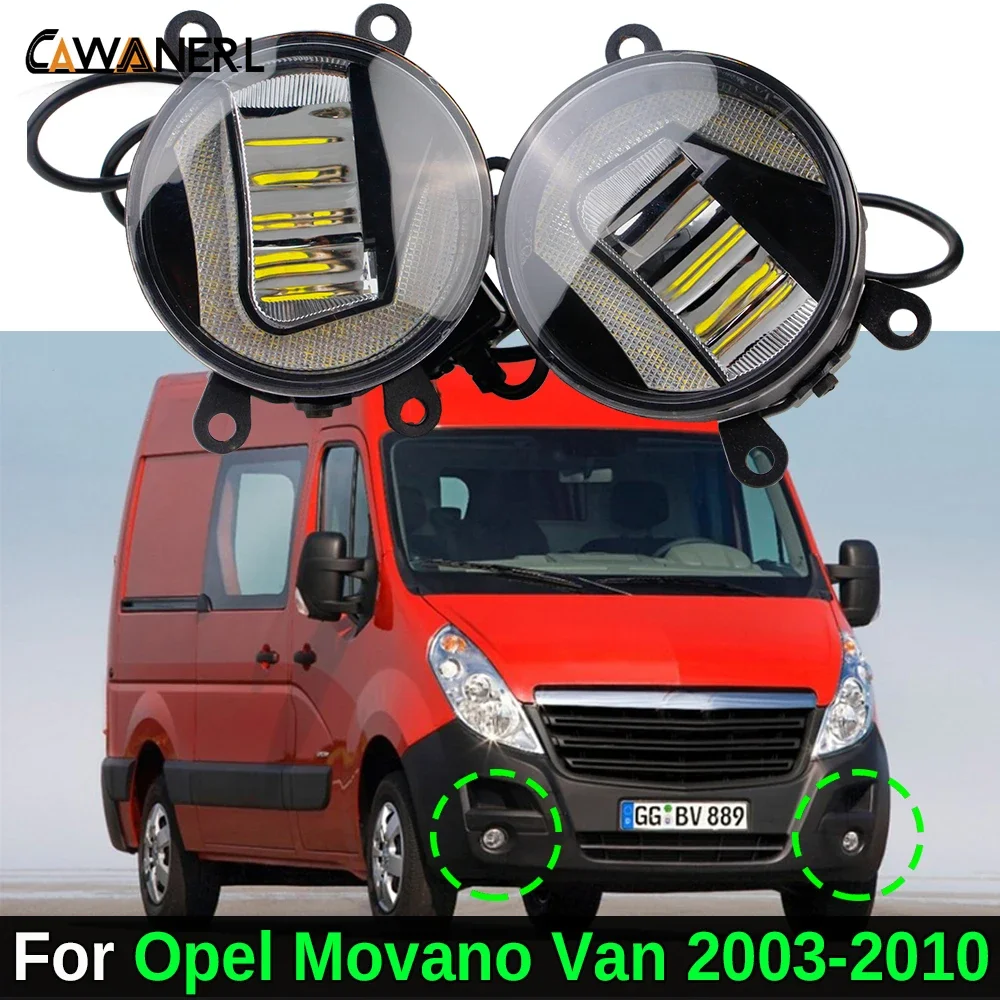 2IN1 Car LED Fog Light with Daytime Running Lamp DRL Design For Vauxhall Opel Movano Van 2003 2004 2005 2006 2007 2008 2009 2010