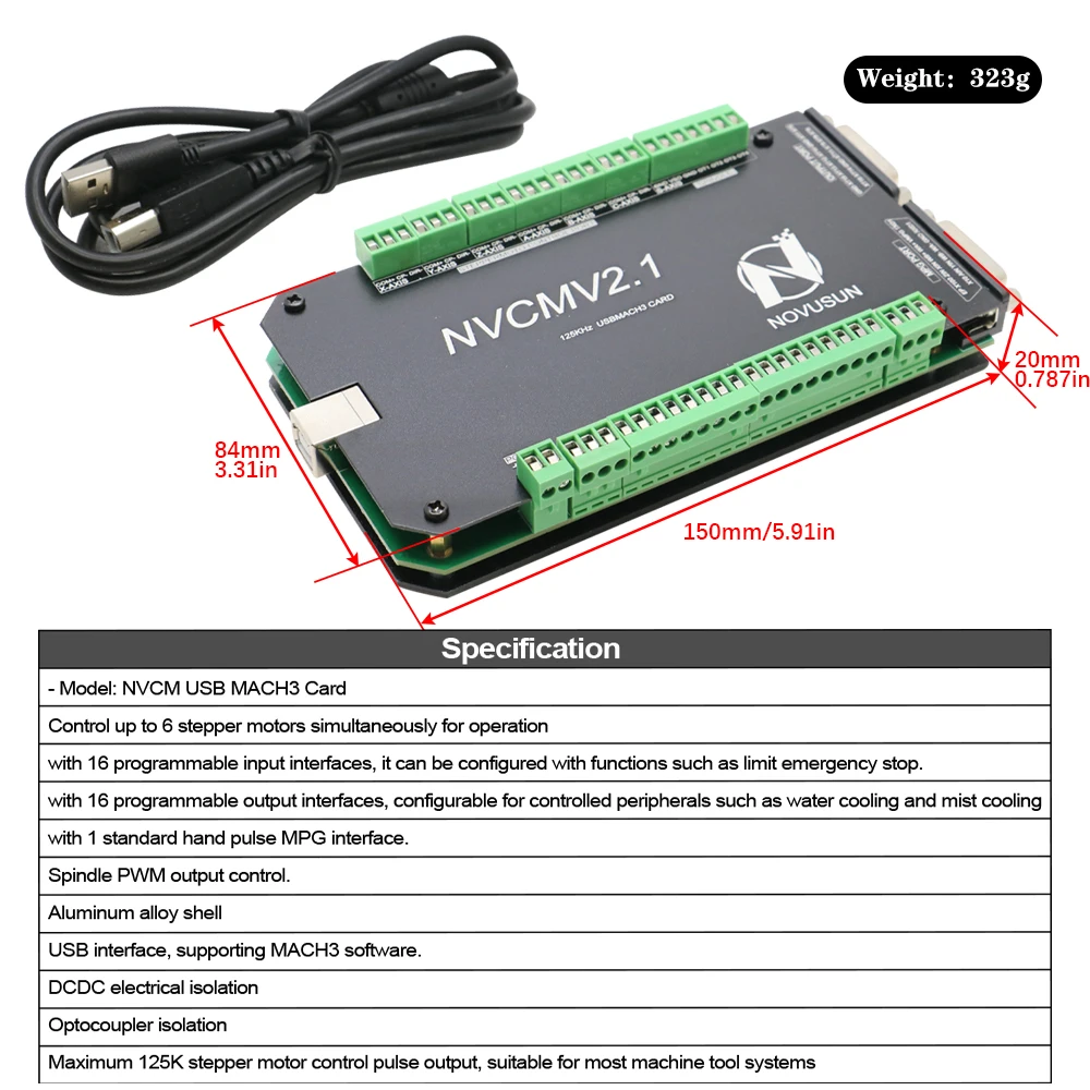 Mach3 3/4/5/6 Axis Stappenmotor Controller Card CNC Controlekaart NVCM Ethernet Motion Controller