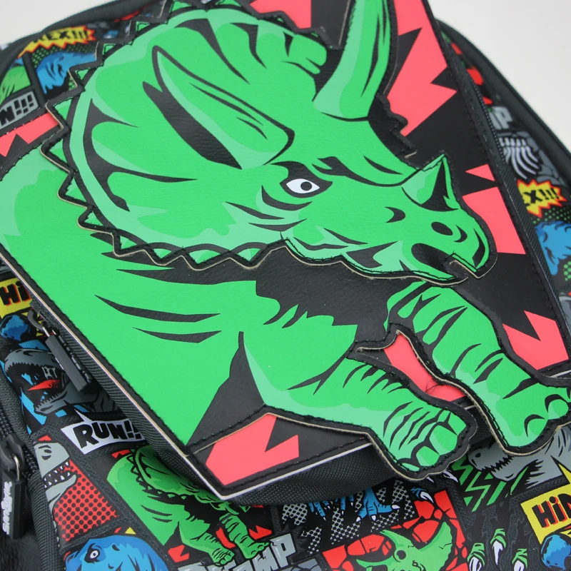 Austrália smiggle original crianças mochila meninos cinza triceratops ombro mochila kawaii 3-7 anos sacos de modelagem 14 polegada